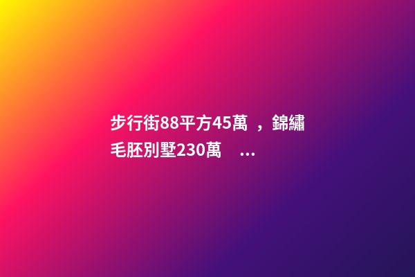 步行街88平方45萬，錦繡毛胚別墅230萬，城南自建房273平帶院165萬